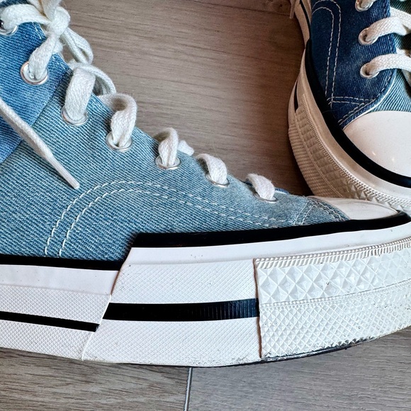 Converse Chuck 70 Plus High ‘Distressed Denim’ A12044C Navy/Egret/Black Sz 10.5 - Picture 6 of 8